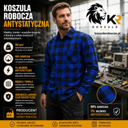 Koszula robocza antystatyczna 190 g/m² 99% bawełna – Niebiesko-Czarna