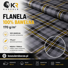 Flanela 100% bawełna 170 g/m² szaro-czarna Kamel - tkanina na metry