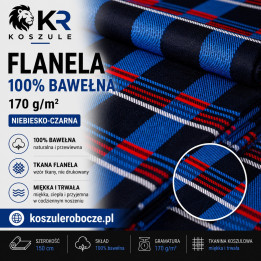 Flanela 100% bawełna 170 g/m² niebieska – tkanina na metry