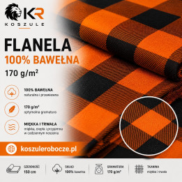Flanela 100% bawełna 170 g/m² pomarańczowo czarna– tkanina na metry
