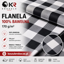 Flanela 100% bawełna 170 g/m² biało czarna– tkanina na metry