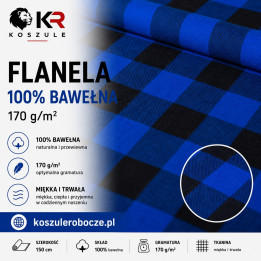 Flanela 100% bawełna 170 g/m² niebiesko czarna- tkanina na metry