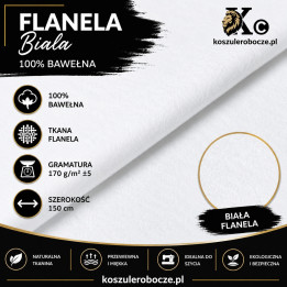 Flanela 100% bawełna 170 g/m² biała- tkanina na metry