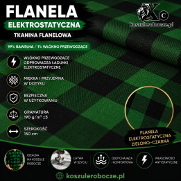 Flanela elektrostatyczna zielono-czarna 190 g/m² | 99% bawełna