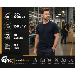 T-shirt granatowy 150 g/m² z bawełny