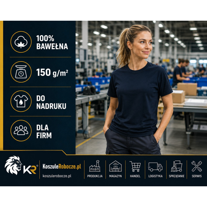 T-shirt granatowy 150 g/m² z bawełny