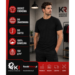 T-shirt czarny 150 g/m² – 100% bawełna