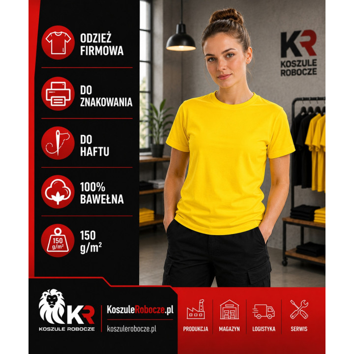 T-shirt żółty 150 g/m² – 100% bawełna
