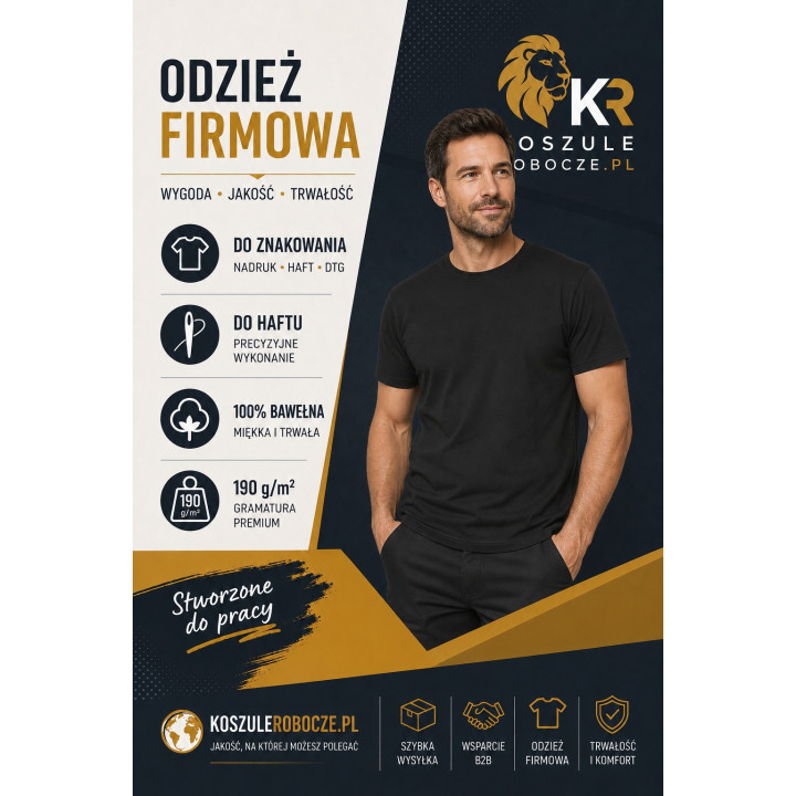 T-SHIRT PREMIUM 190 g/m²-czarny