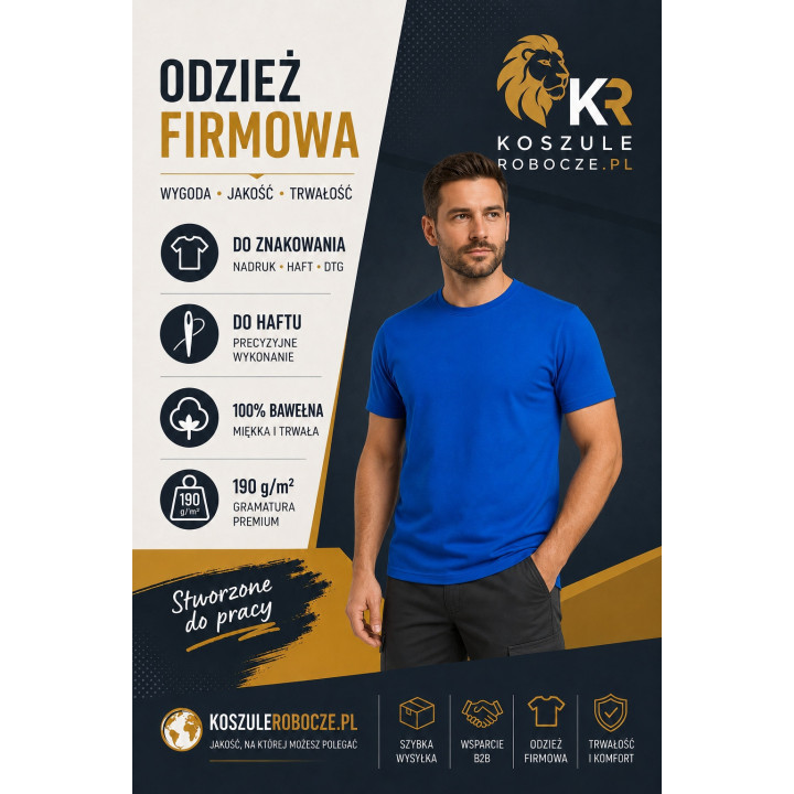 T-SHIRT PREMIUM 190 g/m²-niebieski