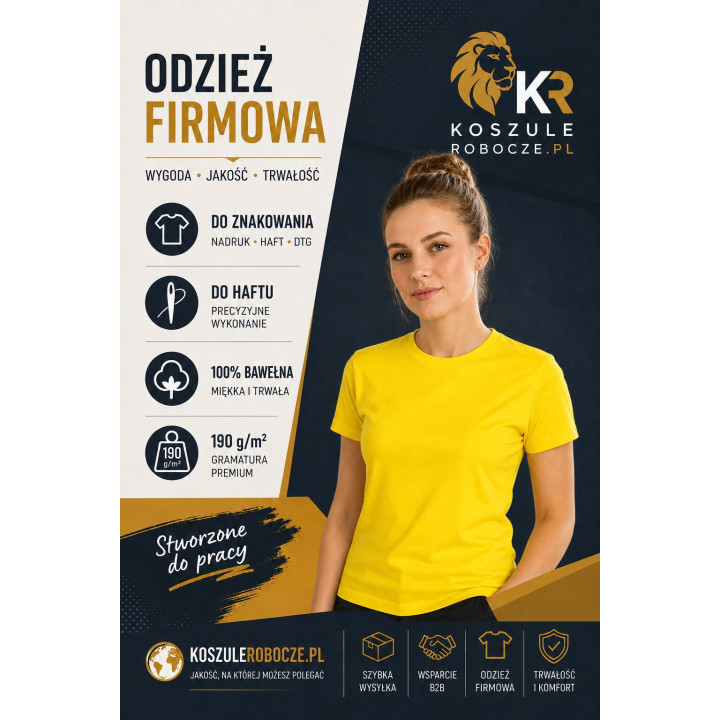 T-SHIRT PREMIUM 190 g/m²-żółty