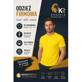 T-SHIRT PREMIUM 190 g/m²-żółty