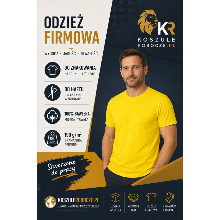 T-SHIRT PREMIUM 190 g/m²-żółty