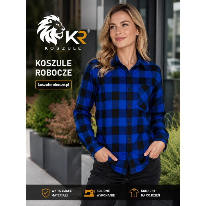 Koszula flanelowa robocza niebieska z bawełny 170 g/m²