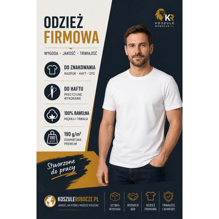 T-SHIRT PREMIUM 190 g/m²-Biały