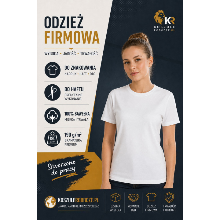 T-SHIRT PREMIUM 190 g/m²-Biały
