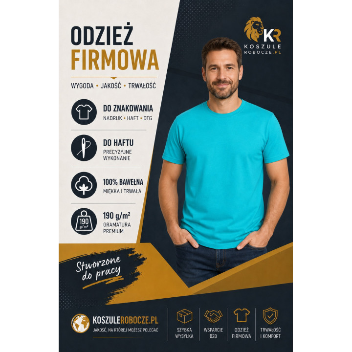 T-SHIRT PREMIUM 190 g/m²-Turkus
