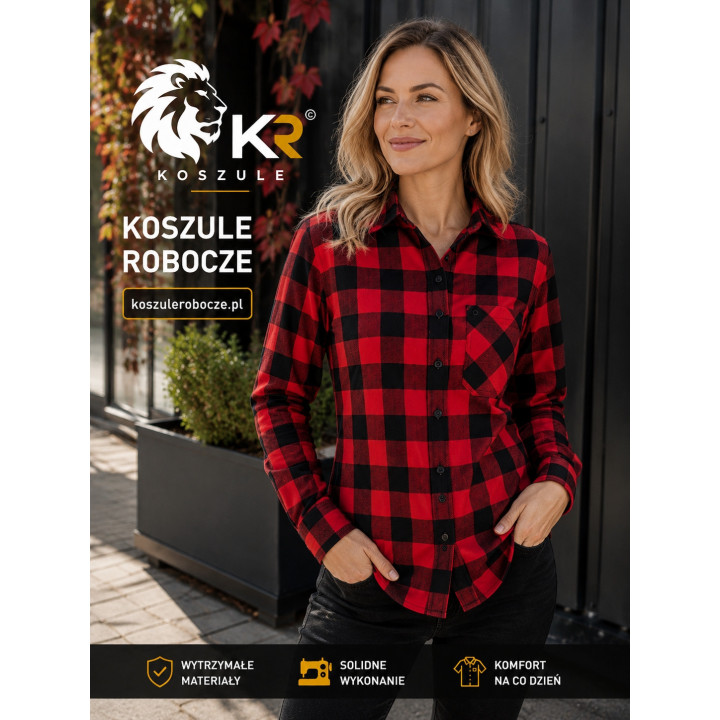Koszula flanelowa czerwona robocza bawełniana 170 g/m²