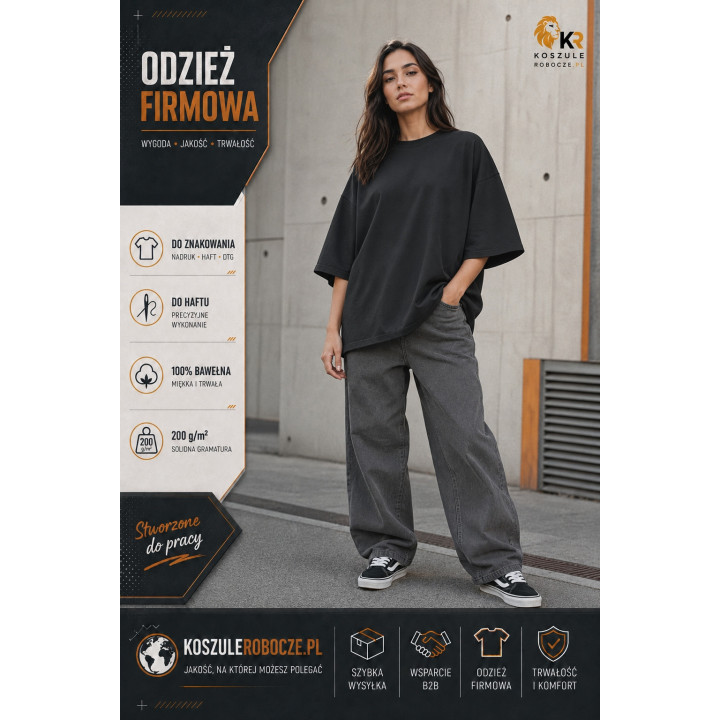 T-shirt 200 g/m² Over Size czarny