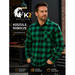 Koszula flanelowa zielona robocza bawełniana 170 g/m²