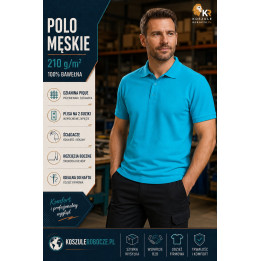 Koszulka polo męska Turkus  210 g/m² – 100% bawełna