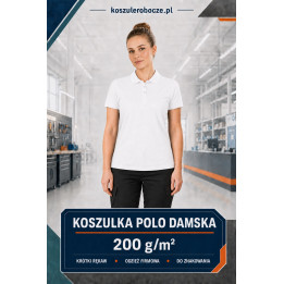 Koszulka polo damska biała 200 g/m² – 100% bawełna