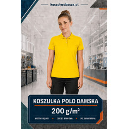 Koszulka polo damska żółta 200 g/m² – 100% bawełna