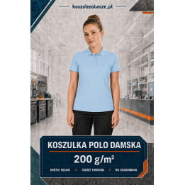 Koszulka polo damska Sky Blue 200 g/m² – 100% bawełna