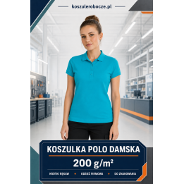Koszulka polo damska Turkusowa 200 g/m² – 100% bawełna