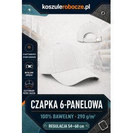 Czapka 6-panelowa bawełniana 290 g/m² | KoszuleRobocze.pl