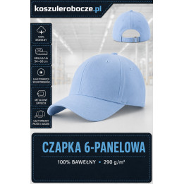 Czapka 6-panelowa bawełniana 290 g/m² | KoszuleRobocze.pl