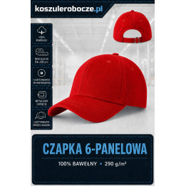Czapka 6-panelowa bawełniana 290 g/m² | KoszuleRobocze.pl
