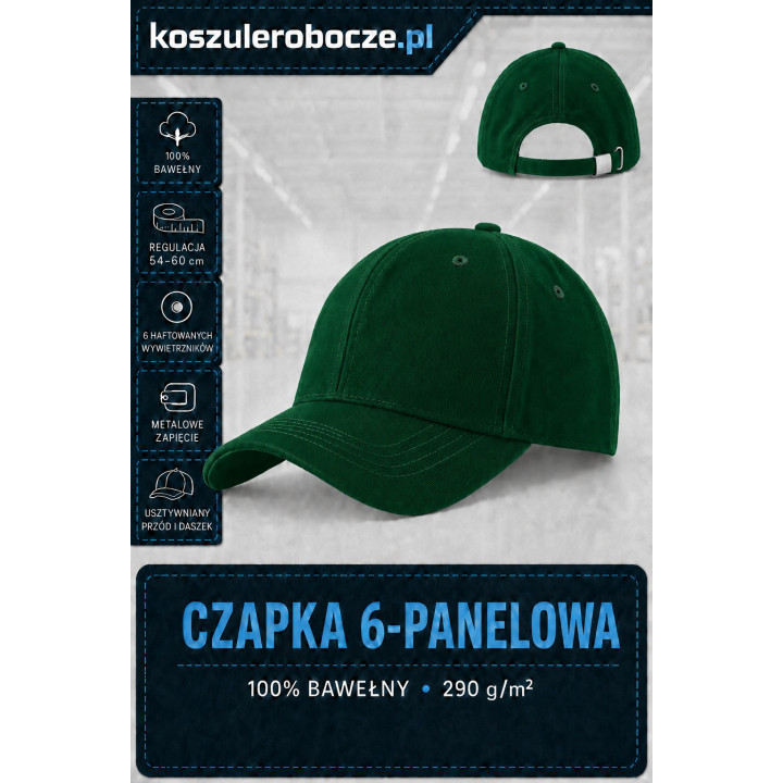 Czapka 6-panelowa bawełniana 290 g/m² | KoszuleRobocze.pl