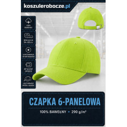 Czapka 6-panelowa bawełniana 290 g/m² | KoszuleRobocze.pl