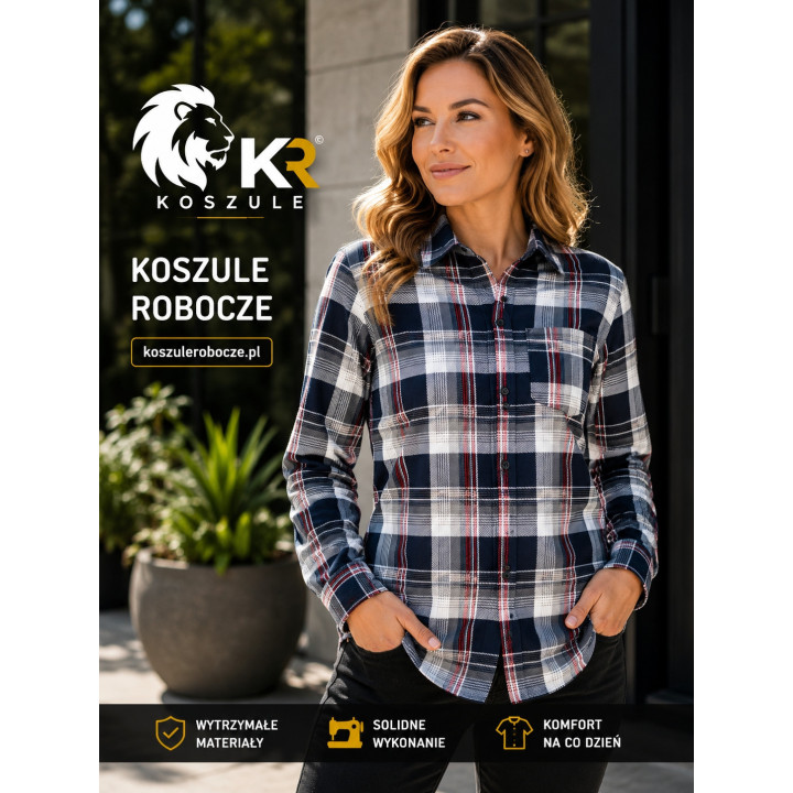 Koszula flanelowa bawełniana 170 g/m² biało czarna do pracy