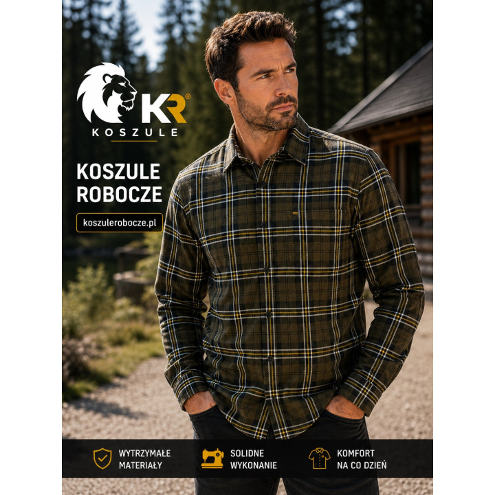 Koszula flanelowa ciemnozielona bawełniana 170 g/m²