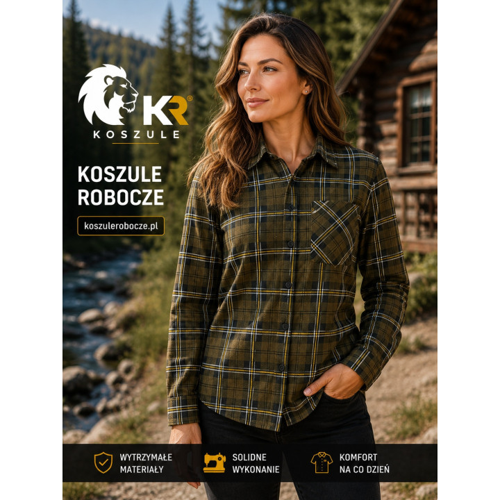 Koszula flanelowa ciemnozielona bawełniana 170 g/m²