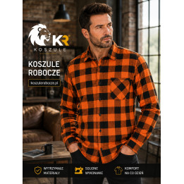 Koszula flanelowa pomarańczowo-czarna 170 g/m² do pracy