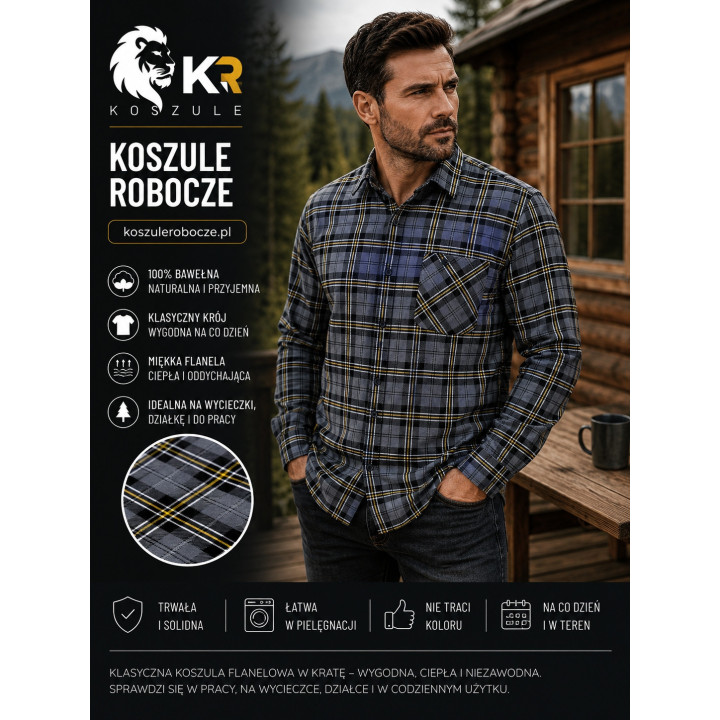 Koszula flanelowa szara 170 g/m² do pracy