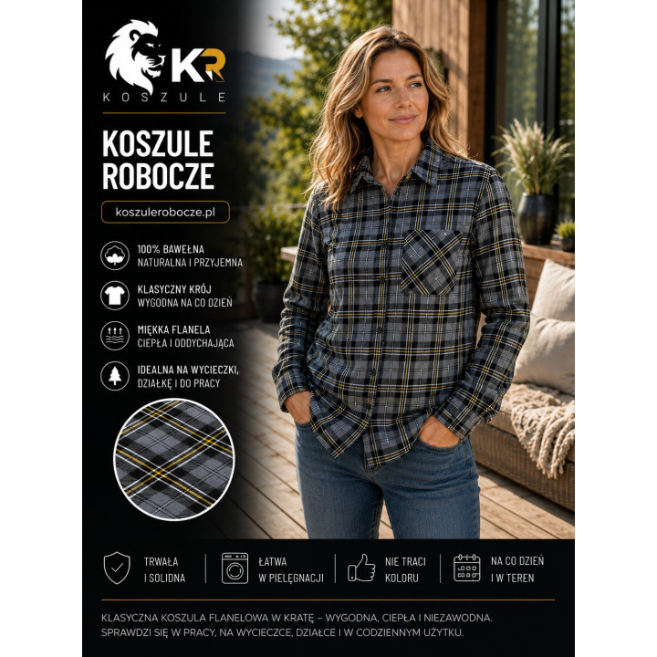 Koszula flanelowa szara 170 g/m² do pracy