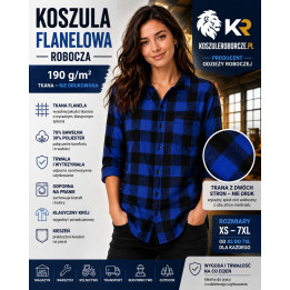 Koszula flanelowa robocza niebieska 190 g/m² | Pranie przemysłowe