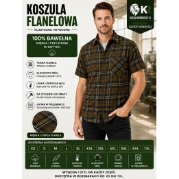 Koszula flanelowa z krótkim rękawem 100% bawełna 170 g/m² – Oliw-B27