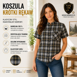 Koszula flanelowa z krótkim rękawem 100% bawełna 170 g/m²