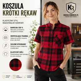 Koszula flanelowa z krótkim rękawem 100% bawełna 170 g/m²