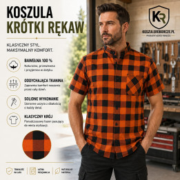 Koszula flanelowa z krótkim rękawem 100% bawełna 170 g/m²