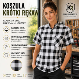 Koszula flanelowa krótki rękaw 100% bawełna 170 g/m²