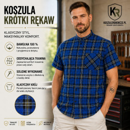 Koszula flanelowa z krótkim rękawem 100% bawełna 170 g/m²