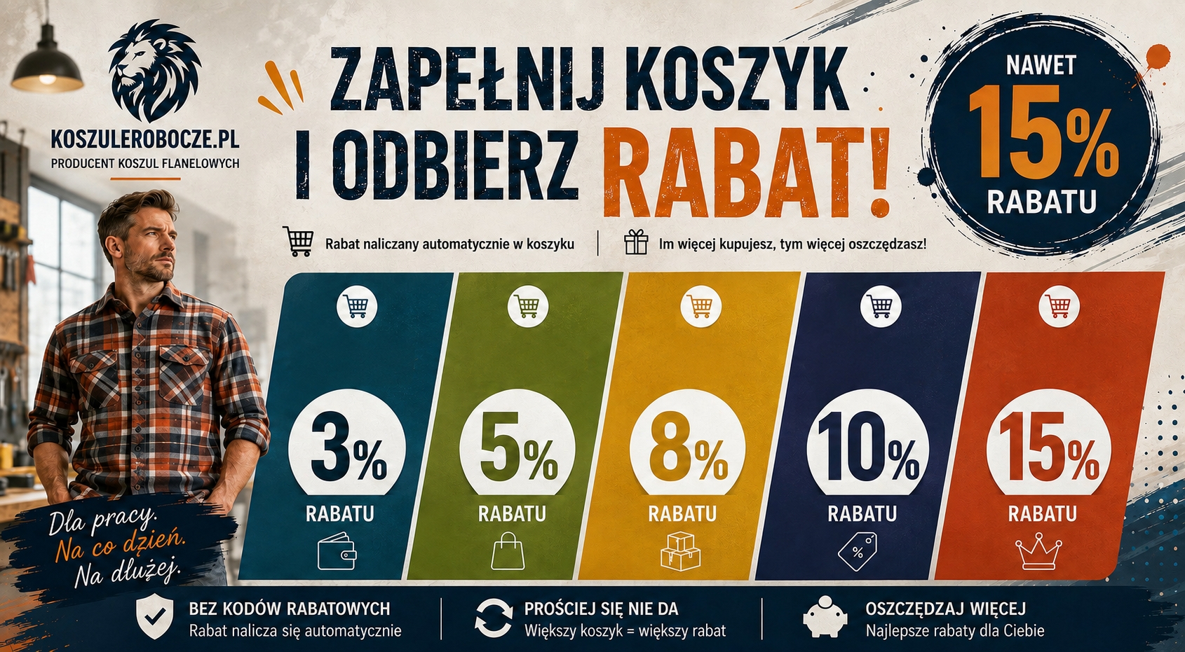 ZAPEŁNIJ KOSZYK I ODBIERZ RABAT Do 15% oszczędności • Rabat naliczany automatycznie.